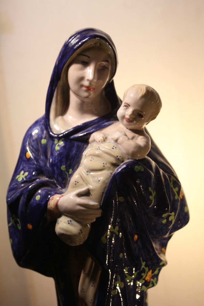 Minghetti Manufactory | Madonna And Child Decorated Majolica-photo-4