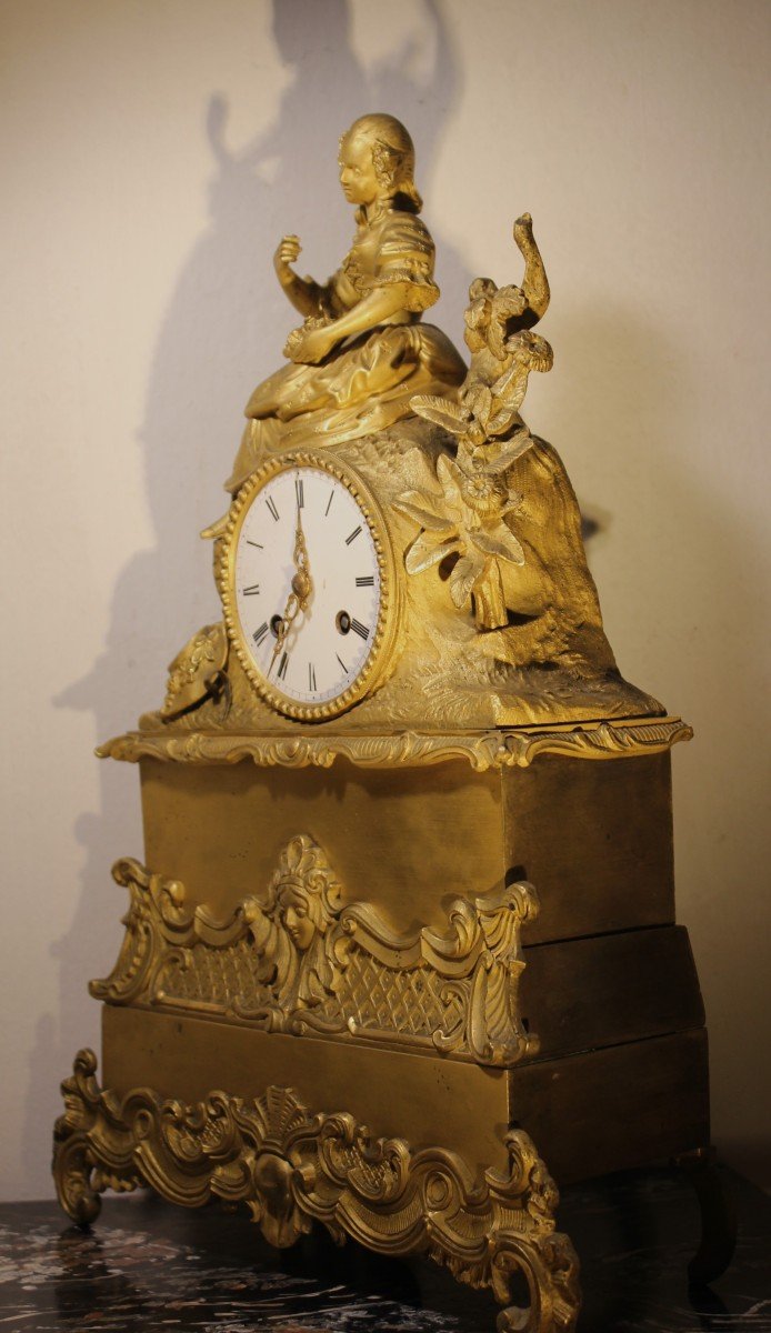 Mercury-gilt Bronze 19th-century Clock, Height 43 Cm-photo-4