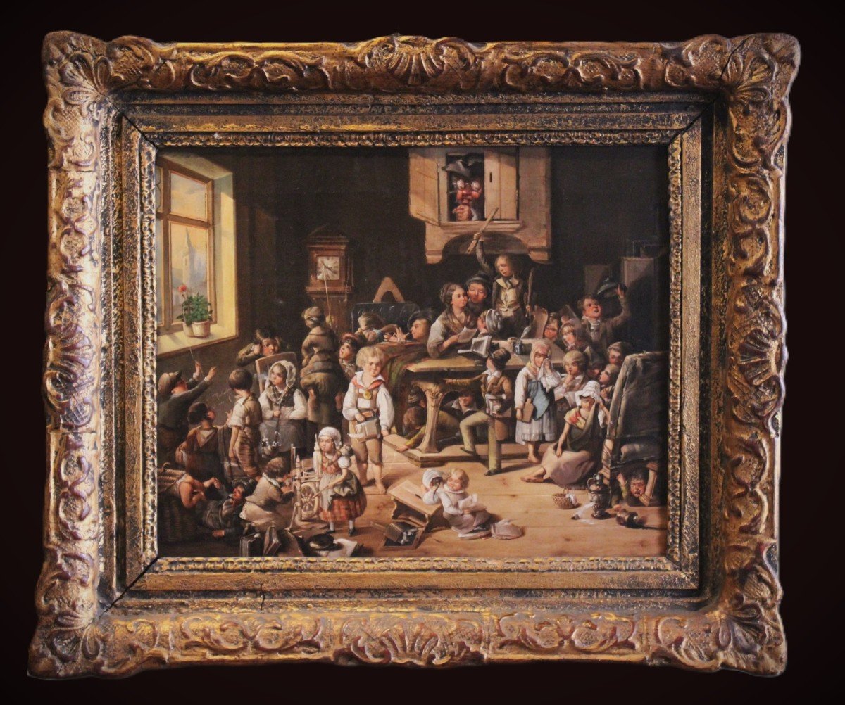 "children In Class", Oil Painting On Canvas 