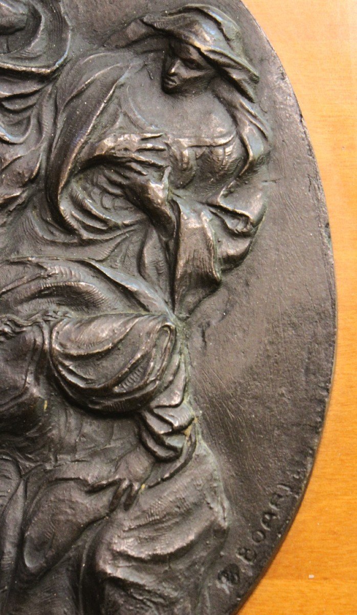 Bruno Boari (1896-1964) Lamentation - Bronze Medallion In Relief-photo-2