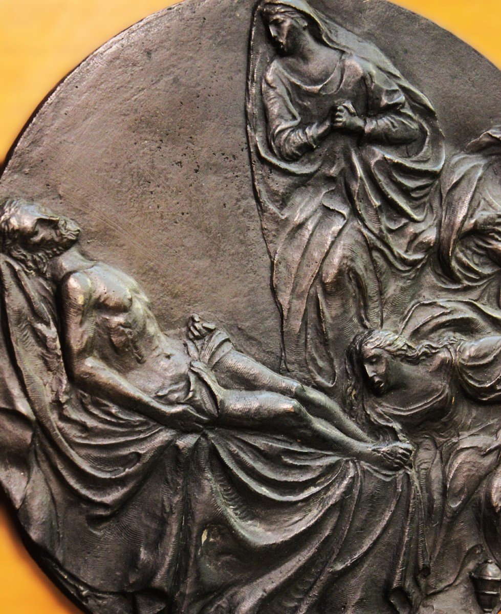 Bruno Boari (1896-1964) Lamentation - Bronze Medallion In Relief-photo-3