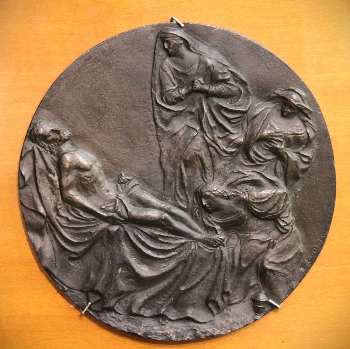 Bruno Boari (1896-1964) Lamentation - Bronze Medallion In Relief-photo-4