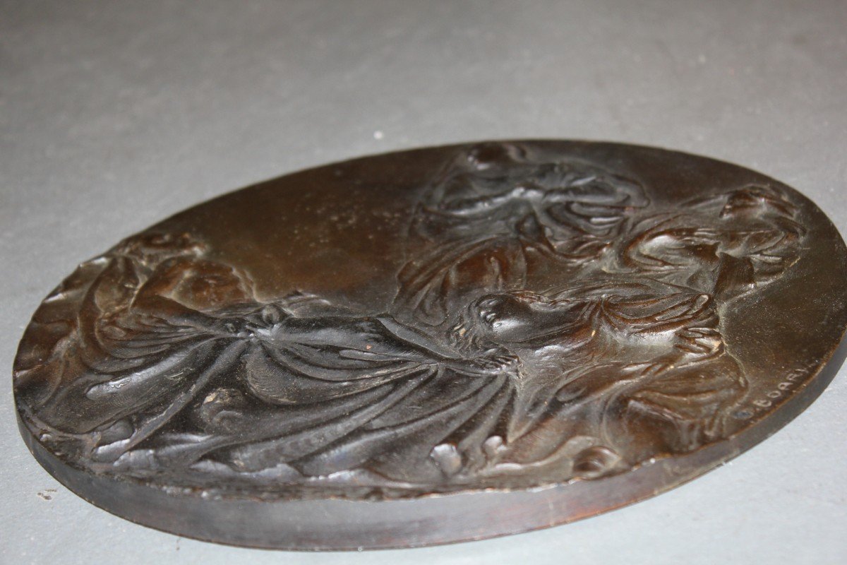 Bruno Boari (1896-1964) Lamentation - Bronze Medallion In Relief-photo-2