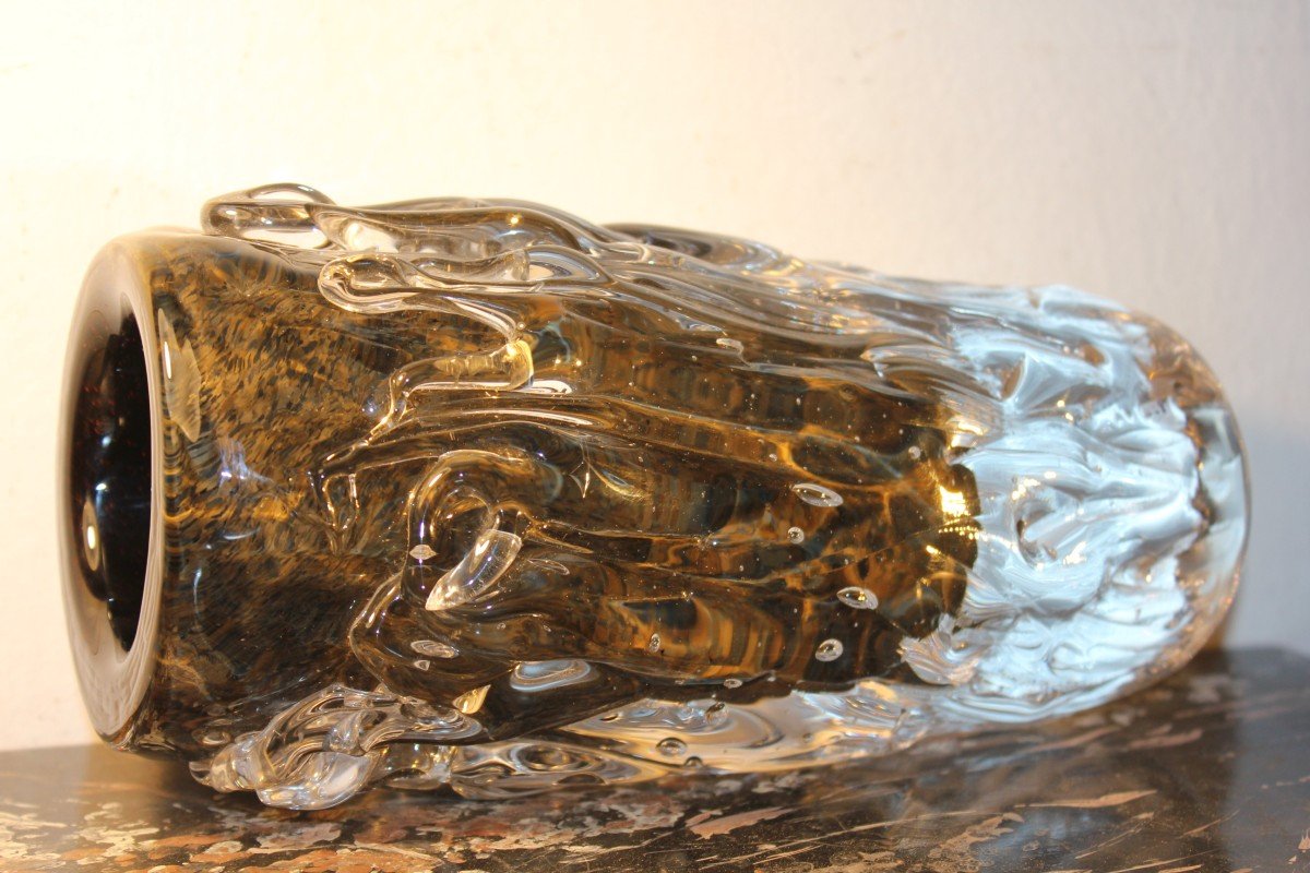 Seguso Murano Submerged Glass Vase.-photo-5