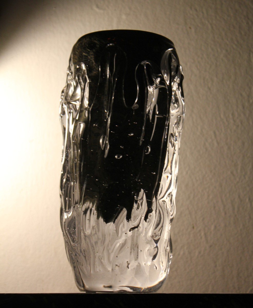 Seguso Murano Submerged Glass Vase.