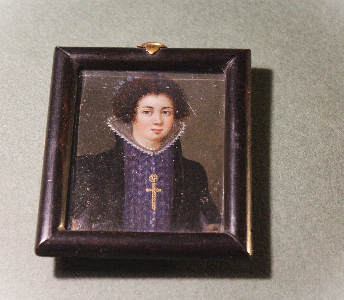 Portrait Of A Young Woman Of The 17th Century, Oil Painting On Copper Foil