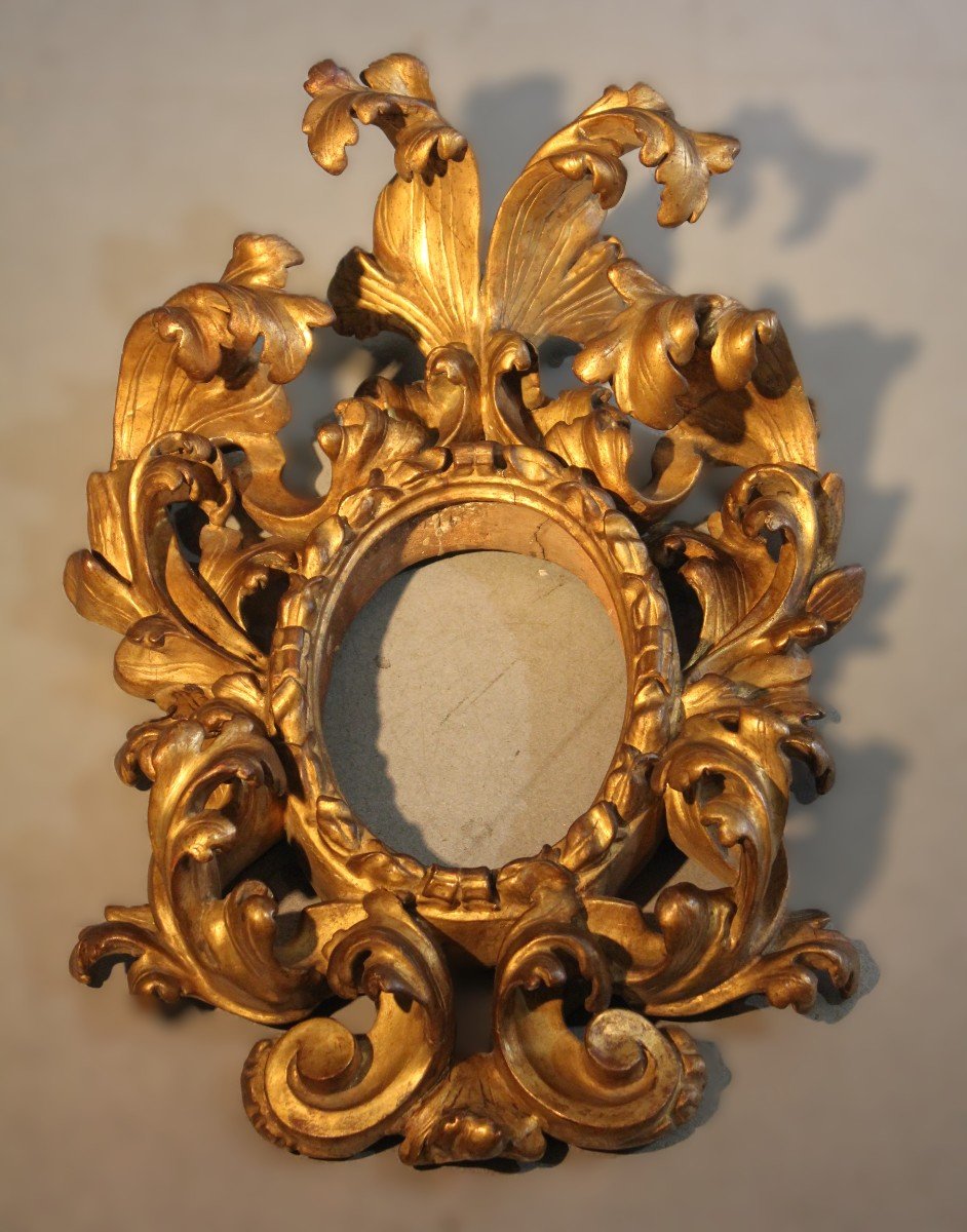 Baroque Frame, Carved In "cartoccio". Bologna 17th Century-photo-2