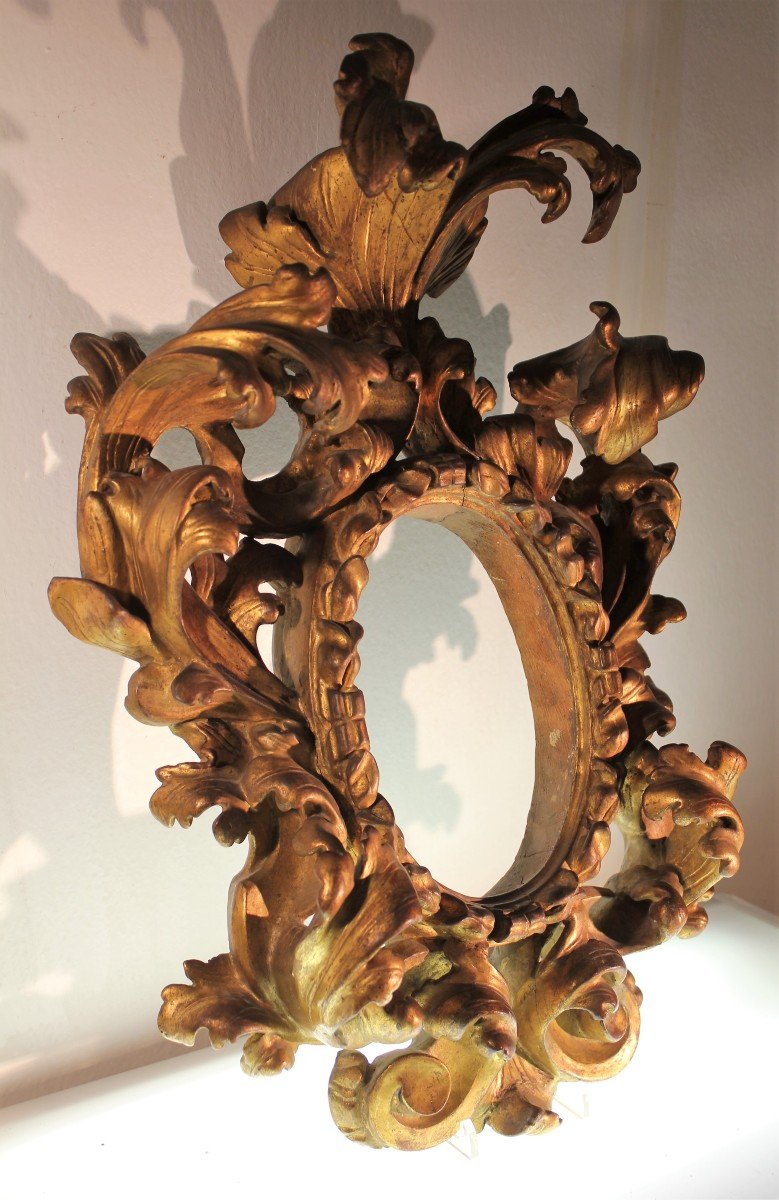 Baroque Frame, Carved In "cartoccio". Bologna 17th Century