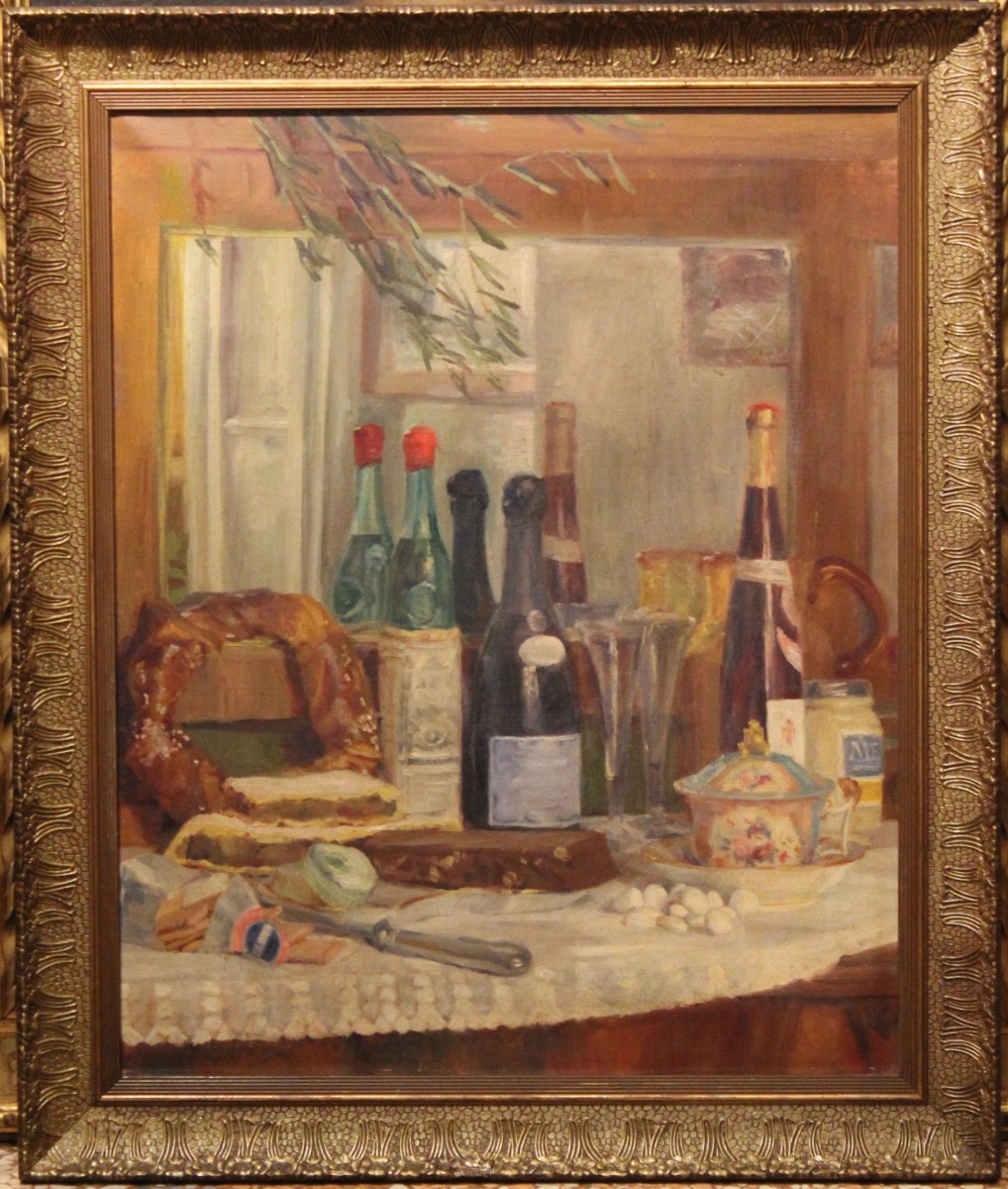 "composition De Pâques" Huile Sur Toile. Peintre Italien Anonyme De La Première Moitié Du XXe S