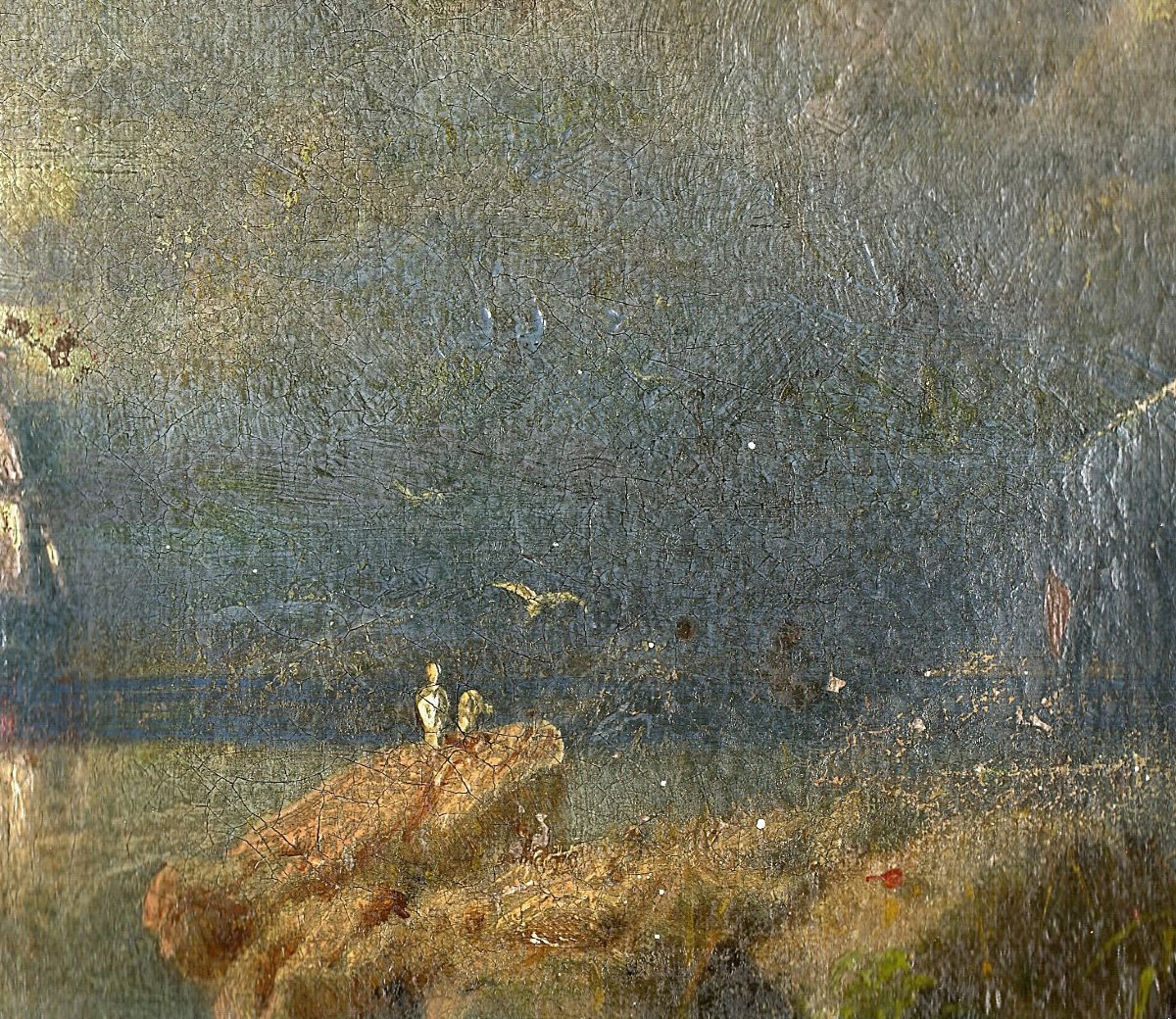 Par Rubelli Egidio | Marina Au Crépuscule, Peinture à l'Huile Sur Toile-photo-3