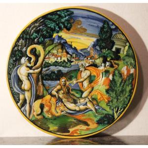 Renaissance Majolica, Urbino 16th Century "peleo Et Tettise".