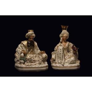  Jacob Petit - Vieux Paris 19th Century Pair Of Porcelain Figures "sultan And Sultana" 