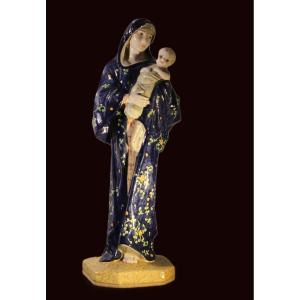 Minghetti Manufactory | Madonna And Child Decorated Majolica