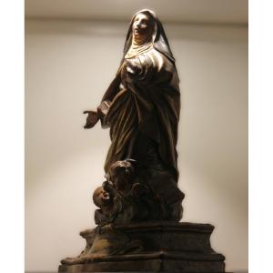 Saint Theresa In Ecstasy - Polychrome Terracotta 18th Century