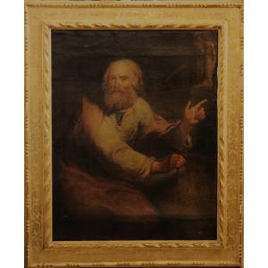 Archimedes In His Study, Oil Painting On Canvas 18th Century