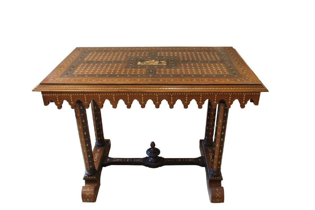 Desk With Bench Of The Early Nineteenth Century, Sicily.-photo-2