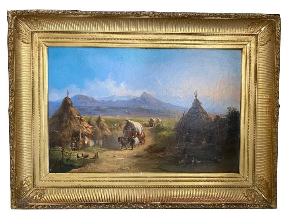 Rinaldi, Huile Sur Toile, Paysage Rural