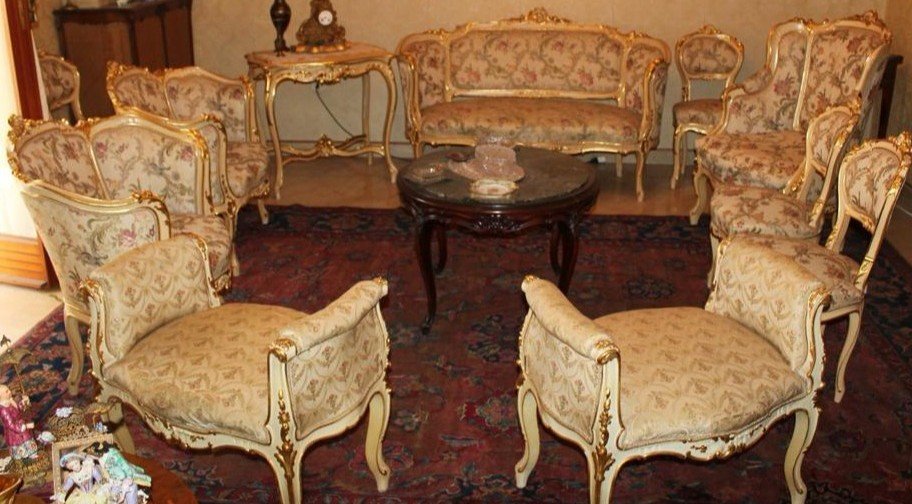 Grand Salon Louis XV En Laque Et Or 14 Pièces