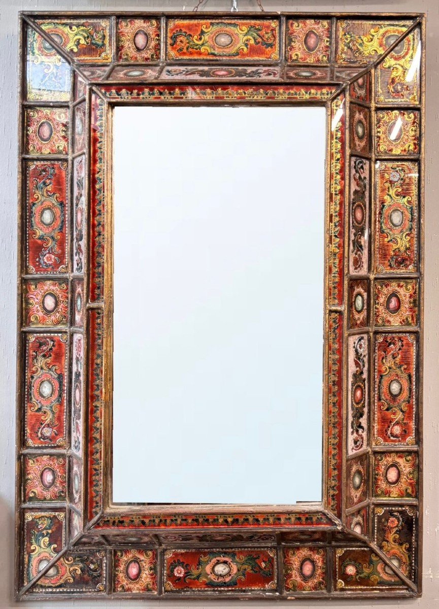 Mirror With Painting On Glass