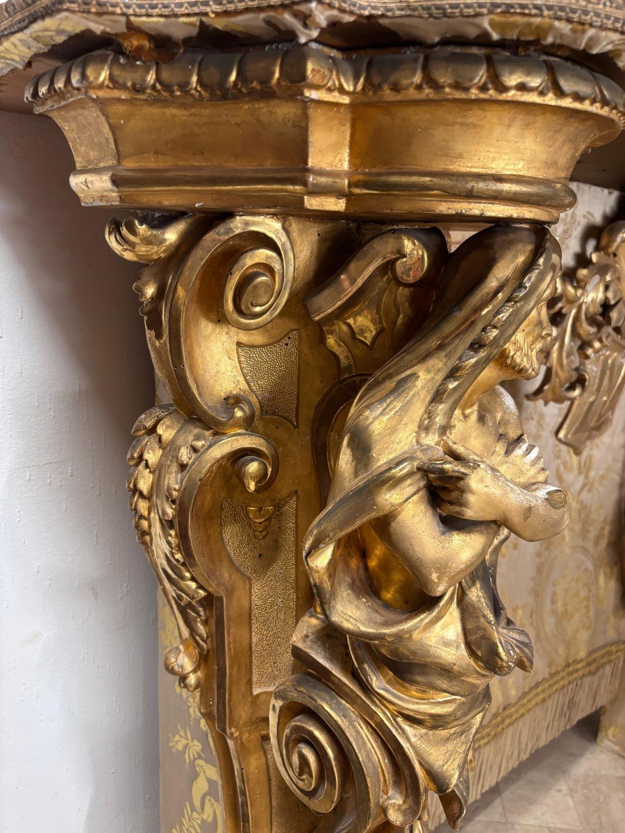 Fireplace Frame In Carved And Gilded Wood With Pure Gold Leaf-photo-4