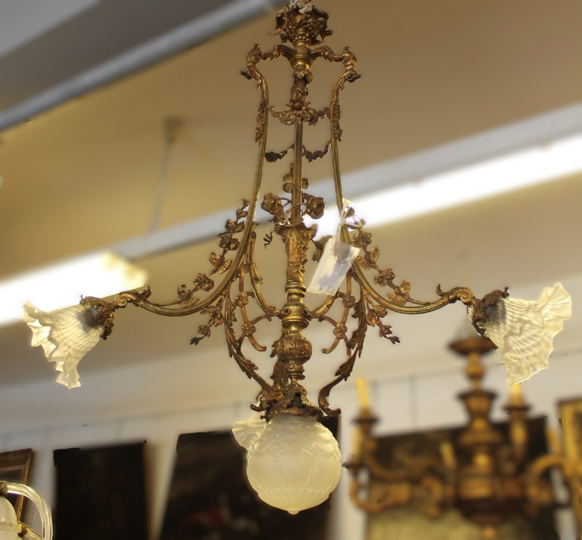 4-light Chandelier, 19th Century.