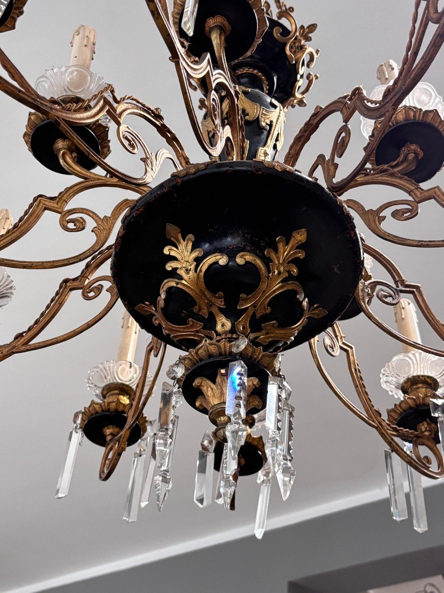 Large Bronze Chandelier-photo-2