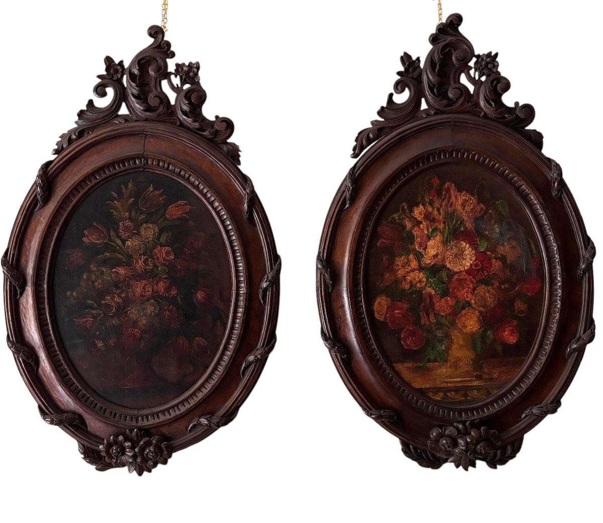 Pair Of Oil Paintings On Panel, Second Half Of The 19th Century