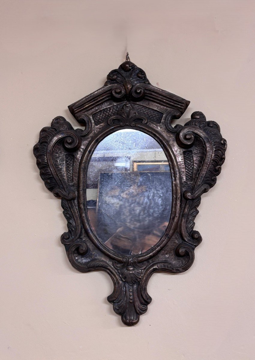 Pair Of Mirrors In Silver Metal, Louis XV Style-photo-3