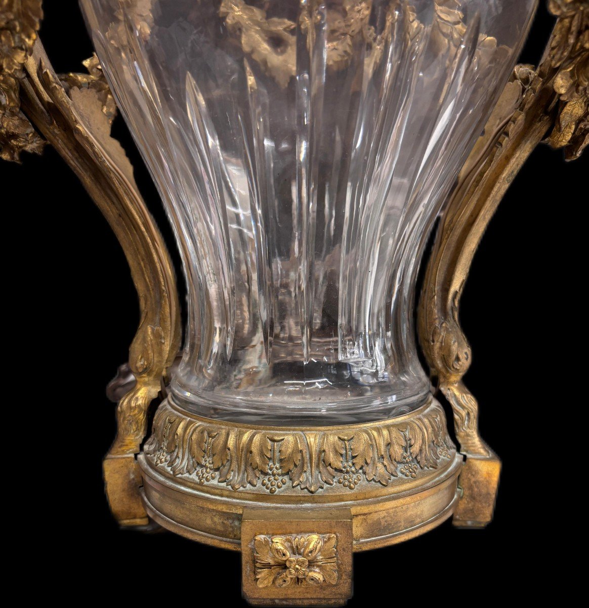 Large Lamp With Crystal And Gilded Bronze Vase-photo-4