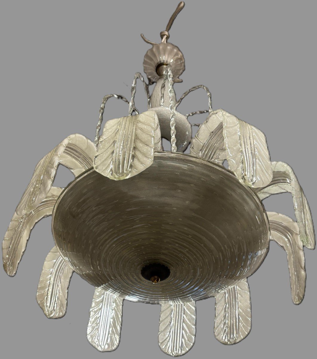 Barovier E Toso Chandelier In Murano Glass And Brass, 1930, Italy-photo-1