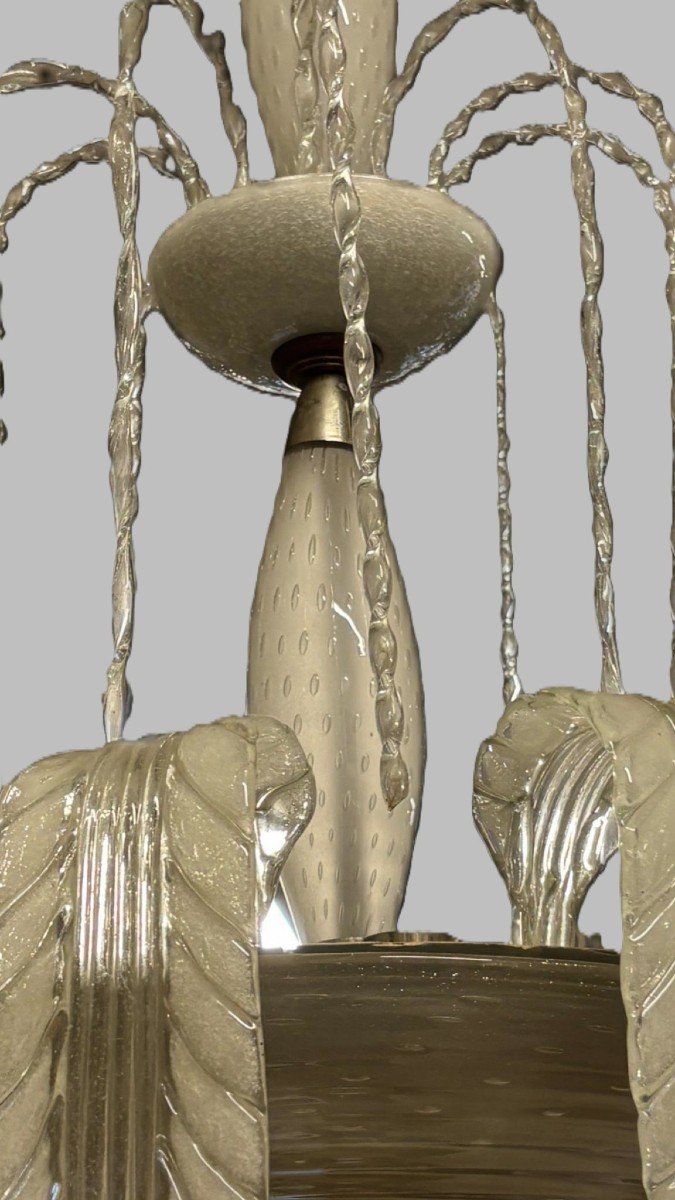 Barovier E Toso Chandelier In Murano Glass And Brass, 1930, Italy-photo-2