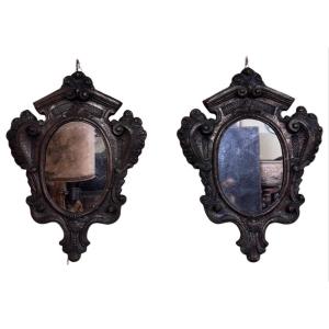 Pair Of Mirrors In Silver Metal, Louis XV Style