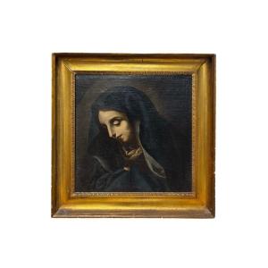 Oil On Canvas The Sorrowful Madonna