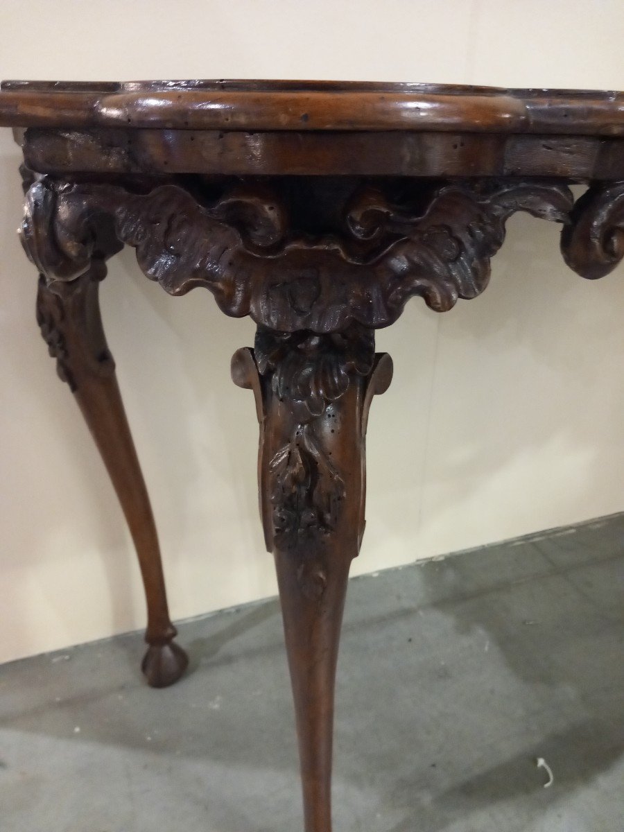 Finely Carved Walnut Console, 18th Century, Piedmont-photo-4