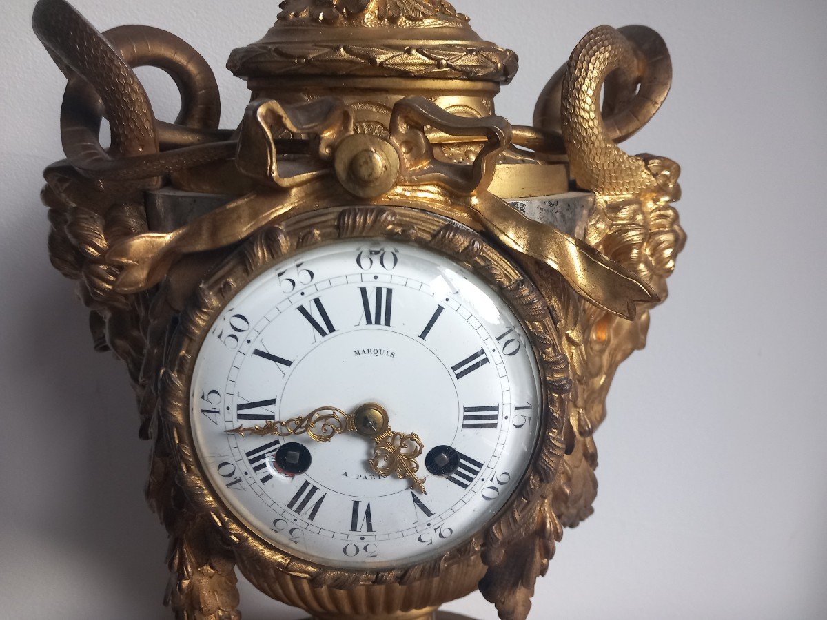 Gilded Bronze Clock, Late 18th Century, France-photo-2