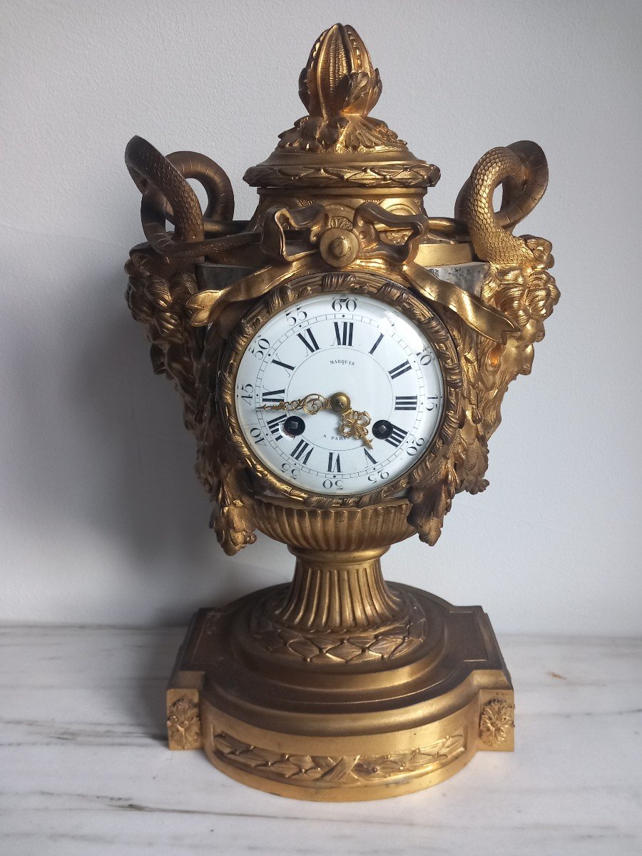 Gilded Bronze Clock, Late 18th Century, France