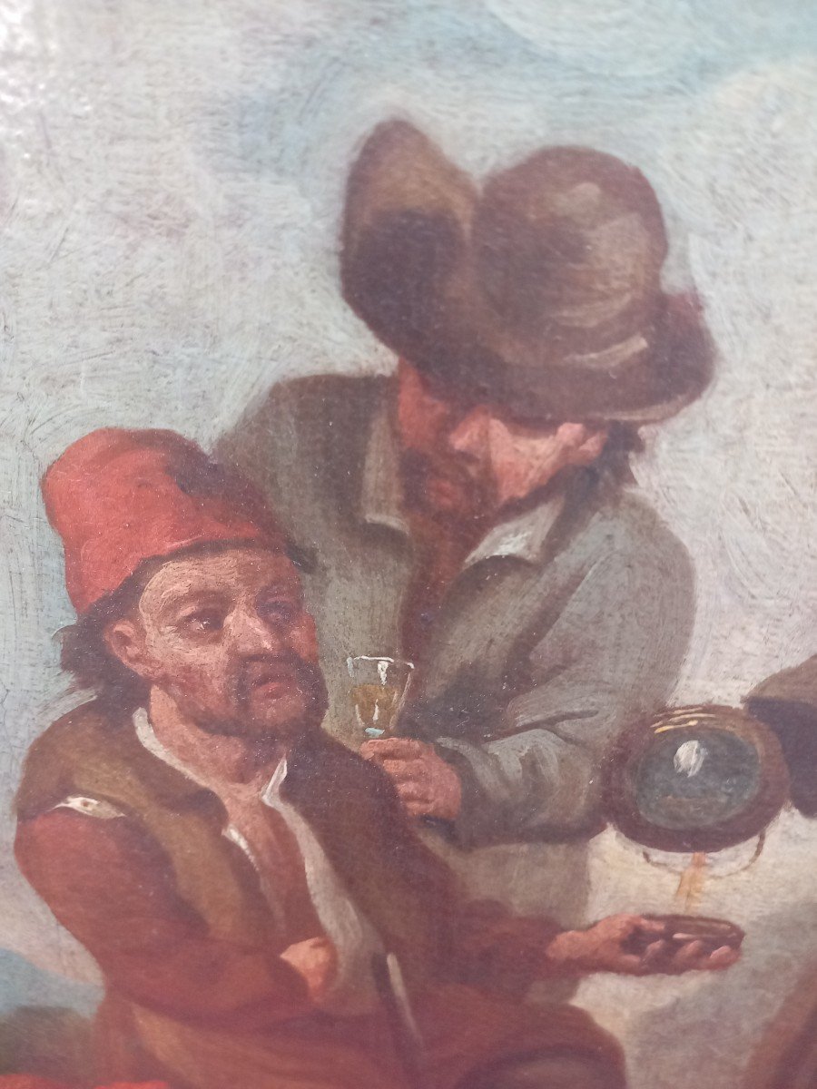 Peinture - Tromperie Avec Le Vin, XVIIe Siècle, Flamand-photo-2