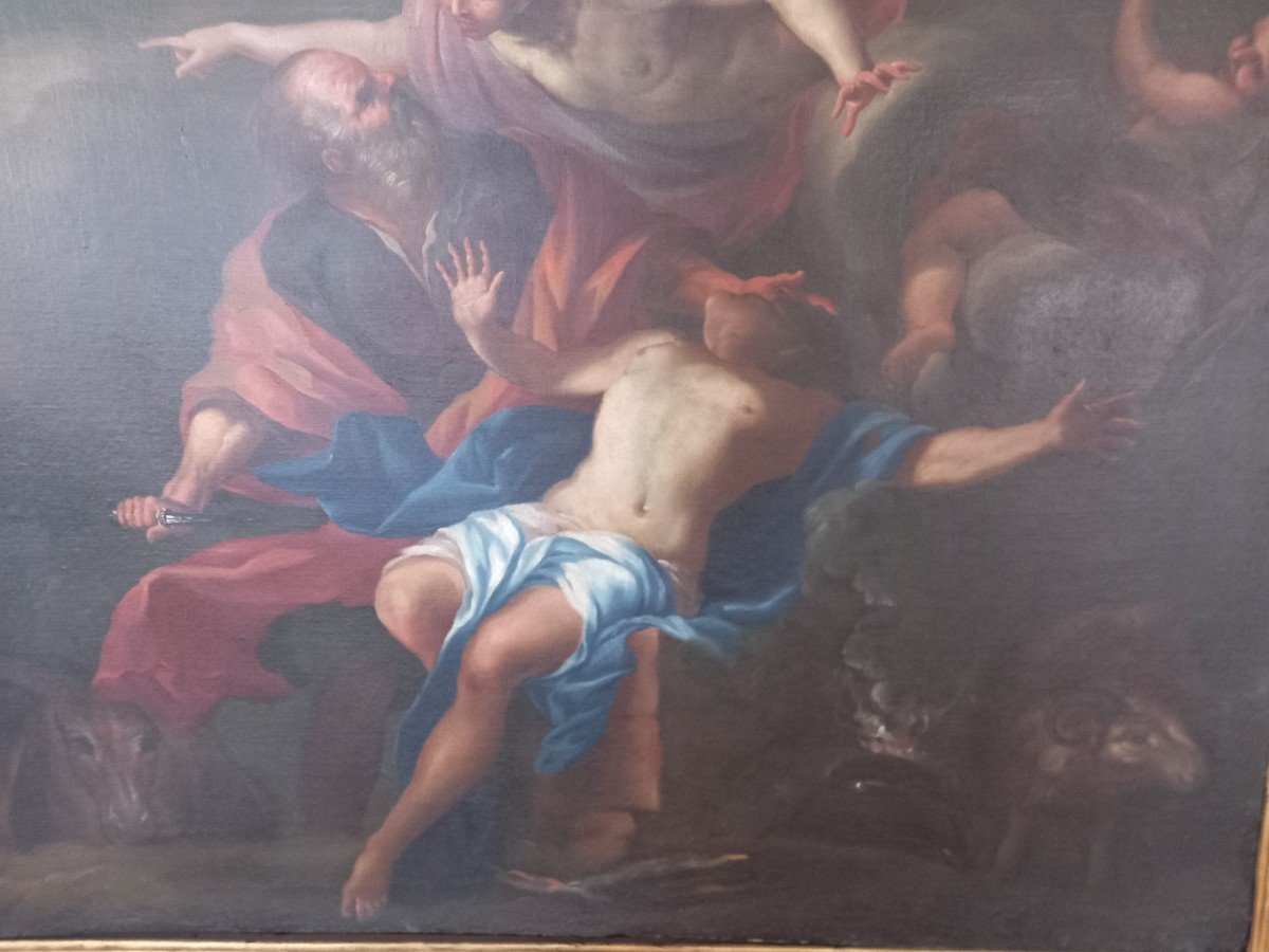 Oil Painting On Canvas - Sacrifice Of Isaac, 17th Century Verona-photo-2