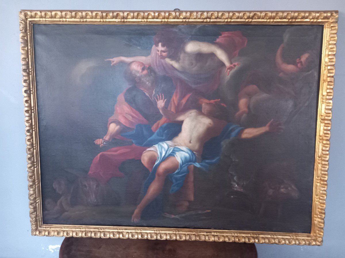 Oil Painting On Canvas - Sacrifice Of Isaac, 17th Century Verona