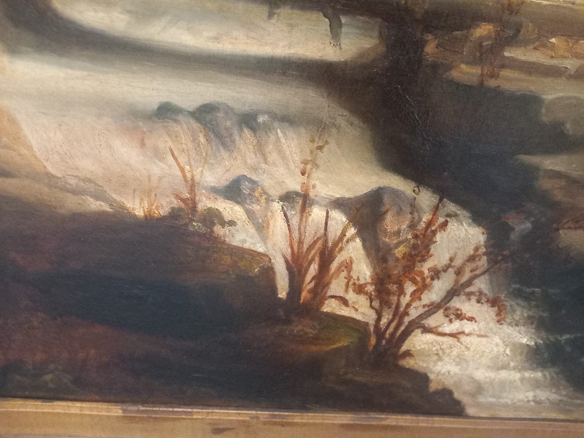 Painting - Landscape With Figures And Stream, 19th Century-photo-1