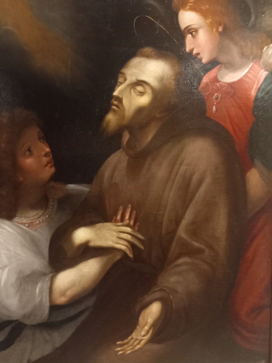 Oil Painting On Panel - Ecstasy Of Saint Francis, 17th Century-photo-2