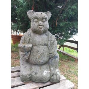 Ancient Sculpture In Lava Stone - Bear, '800, East