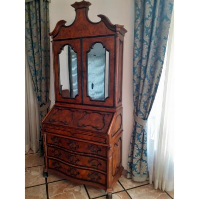 Lombard Trumeau In Heather Walnut With Black Frames With Three Drawers.