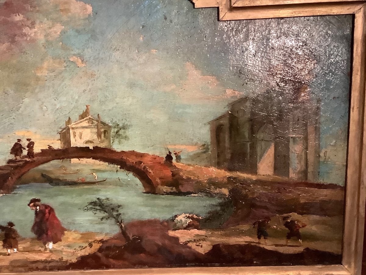 Oil On Canvas Capriccio Style Guardi Ep Late 700 Early 800-photo-4