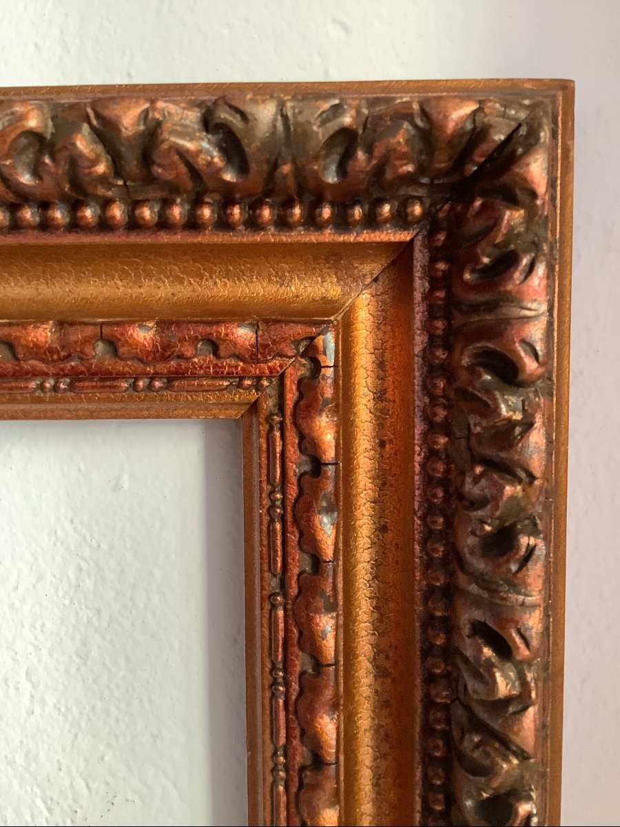 Wood And Plaster Frame With Leaf Motif Late 19 Th Century-photo-2