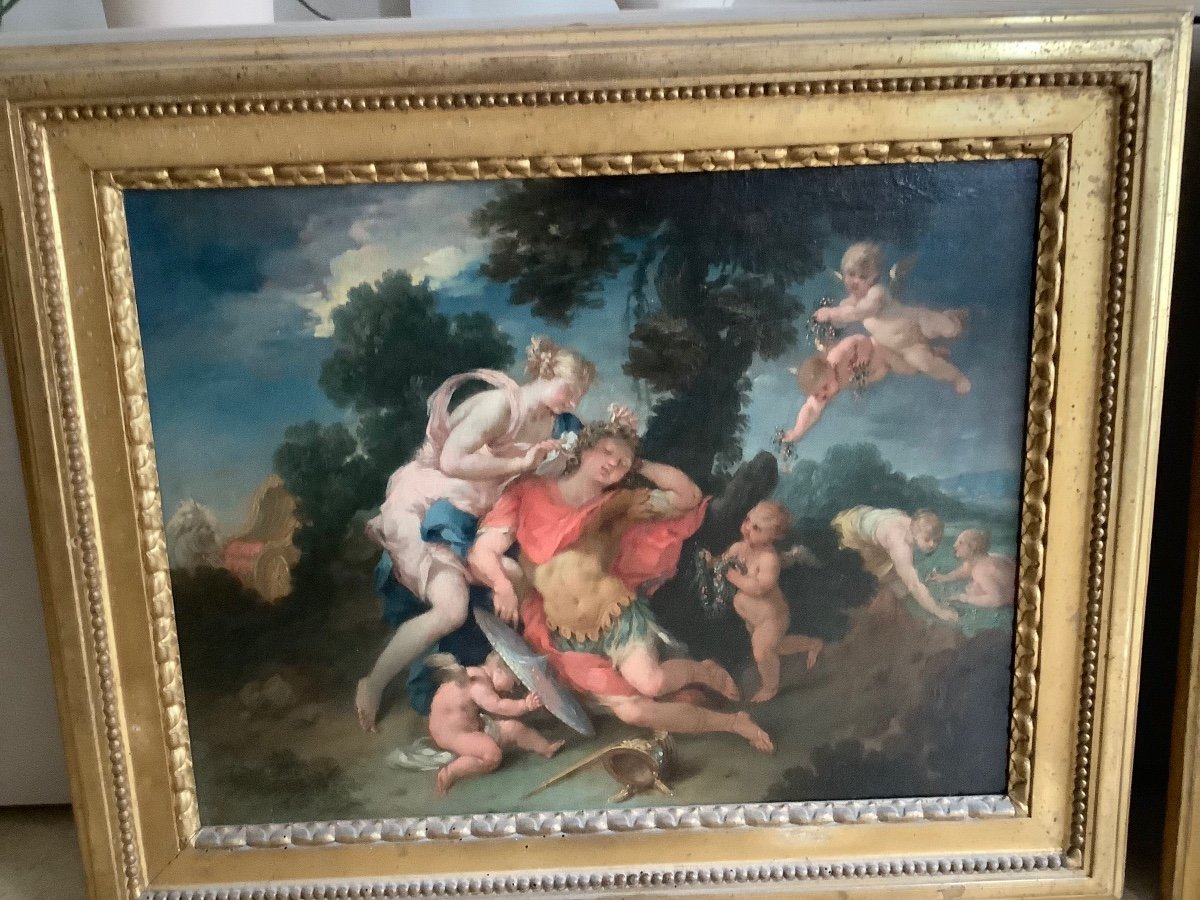 Paire De Peintures A’ L’huile Sur Toile Representant Rinaldo Et Armida Parme Ep 1666-1751-photo-4