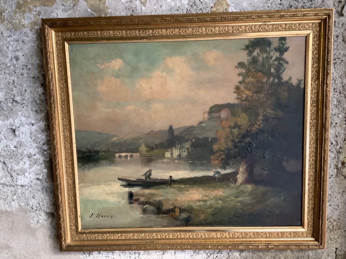 Oil On Canvas Landscape France Ep 800 Painter Lucien Henry-photo-2