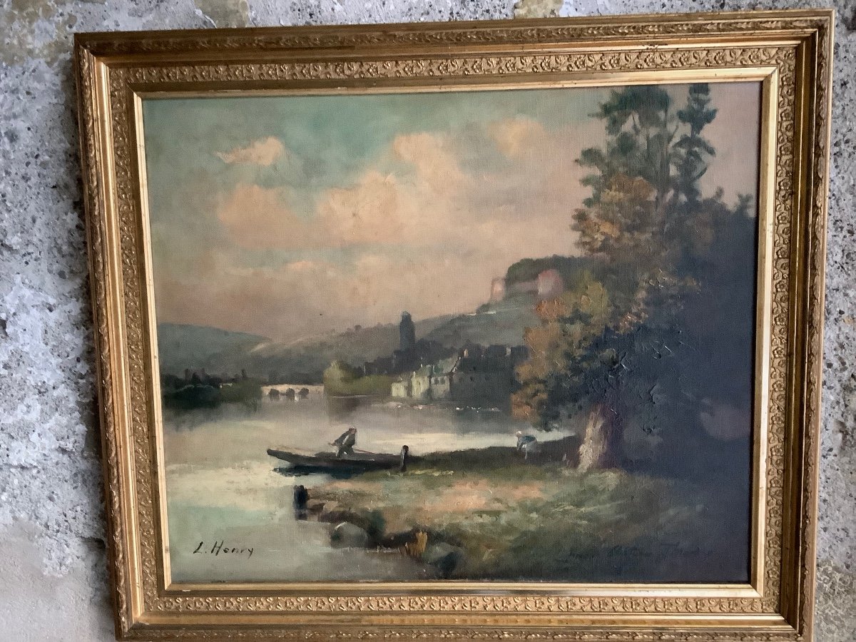 Oil On Canvas Landscape France Ep 800 Painter Lucien Henry