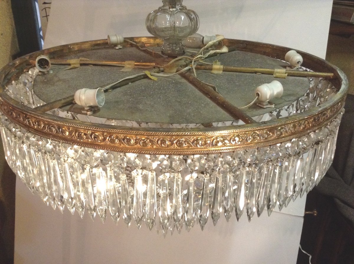 Baccarat Crystal And Bronze Ceiling Light-photo-4