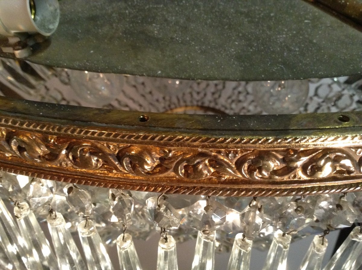 Plafonnier En Cristal Et Bronze Modele Baccarat-photo-4